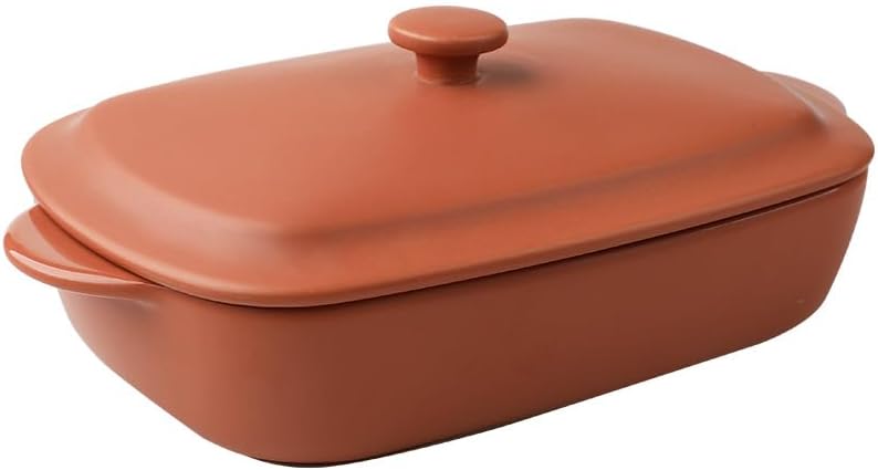TUSIMI Ceramic Casserole Dish with Lid,33oz Covered Rectangular Baking Dish with Lid,Deep Casserole Cookware Bakeware,Oven Safe and Dishwash Safe - Image 1
